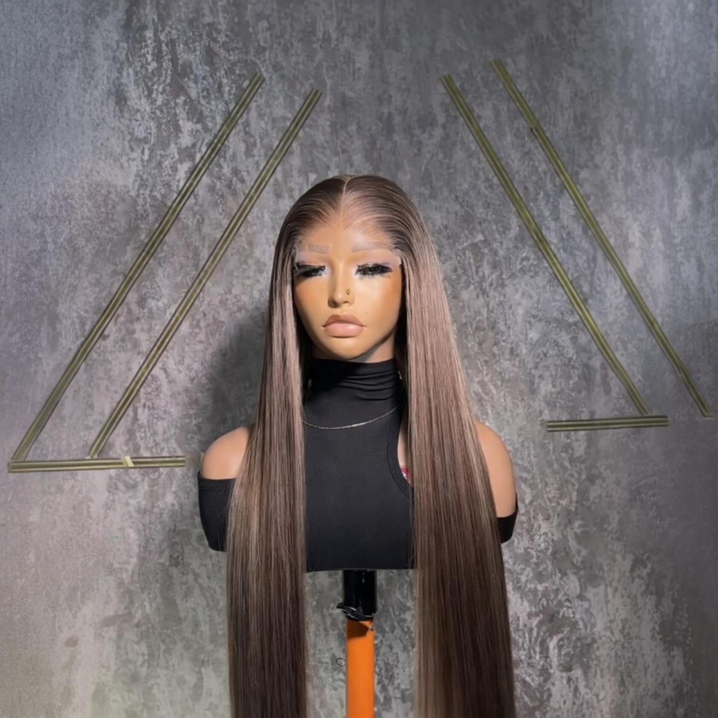 100% Human Hair Long Straight Preplucked Lace Wig