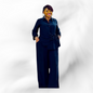 Olive Green Wide-Leg Pants Set - Elegant Women's Two-Piece Outfit