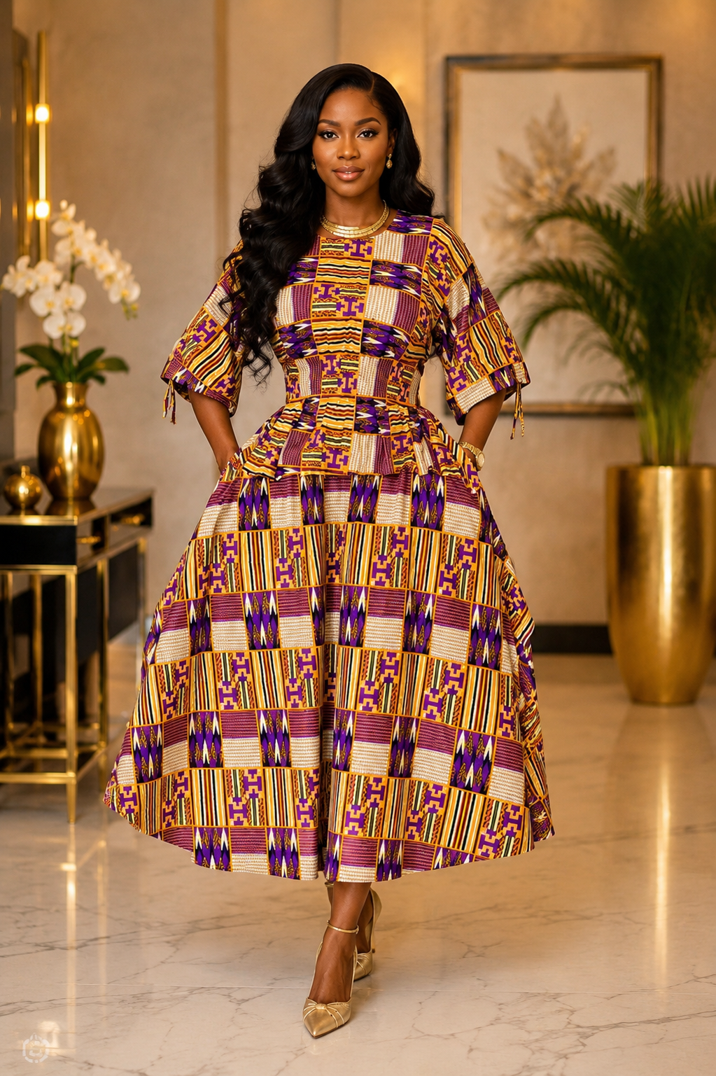 Ankara Flip Skirt Set - Abstract print