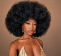 Big Afro Wig – Natural Black, front and back view on mannequin