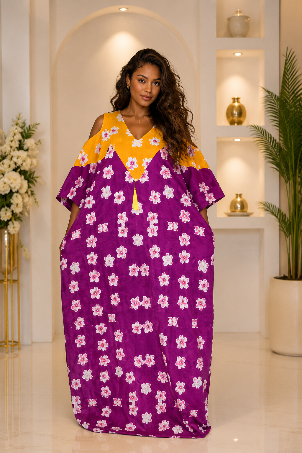 Floral Dress - Yellow and Purple