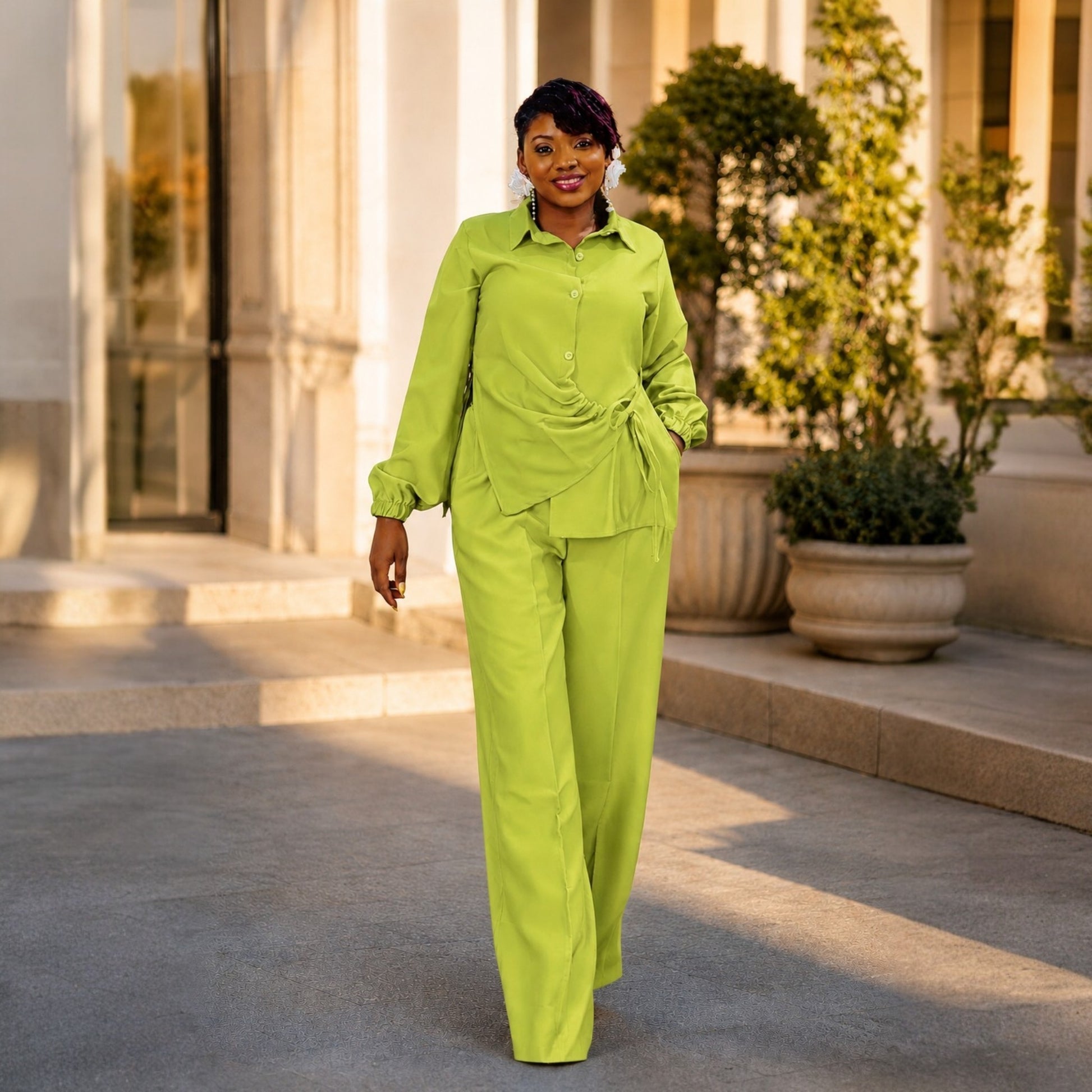 Elegant 2Pcs Set - Lime Green