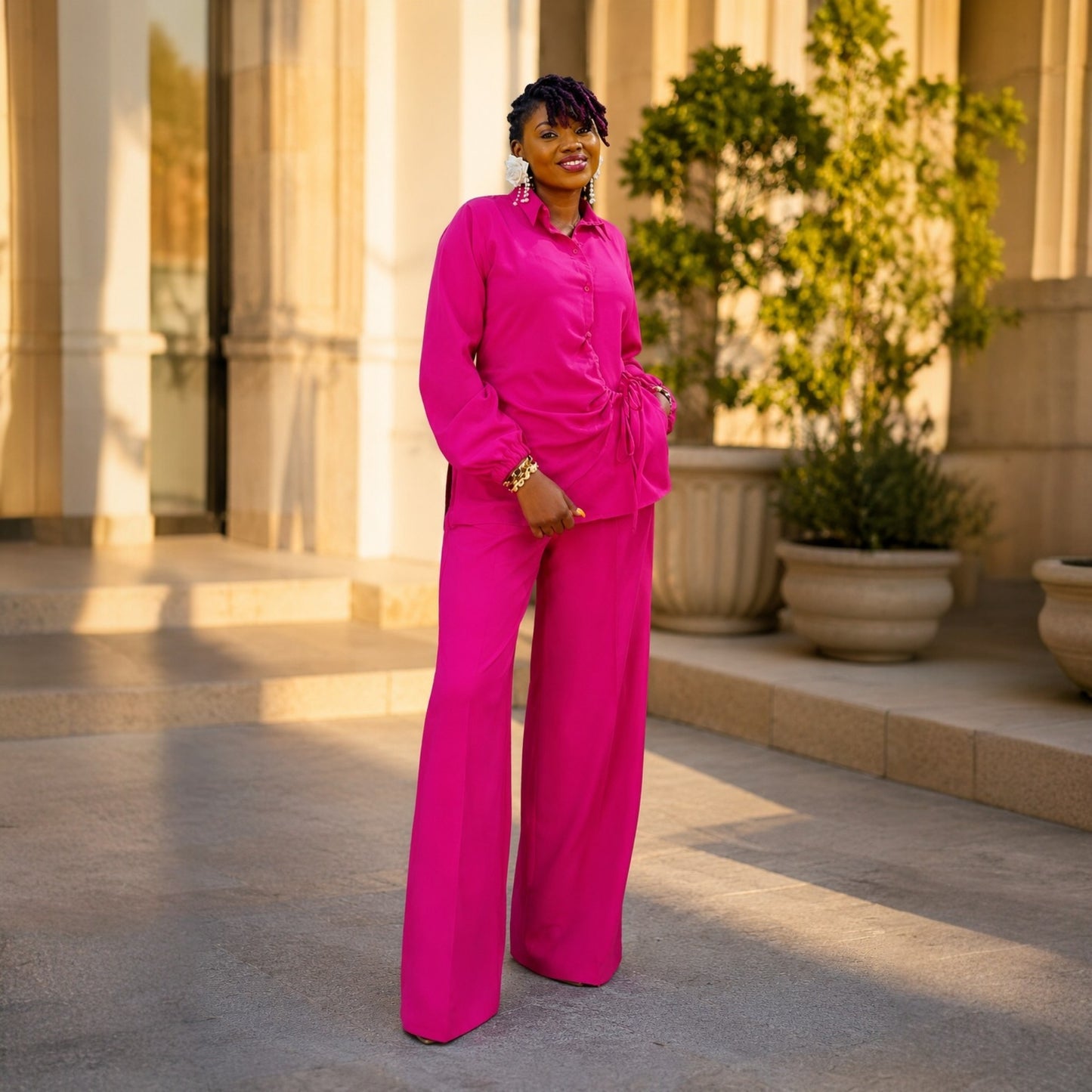 Elegant 2Pcs Set - Hot Pink