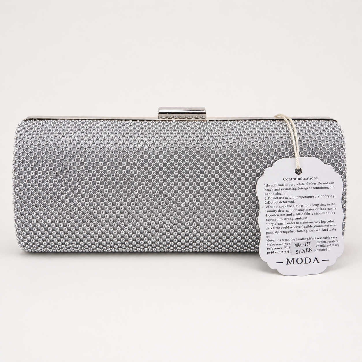 Luxury Crystal Rhinestone Evening Clutch Bag in Silver