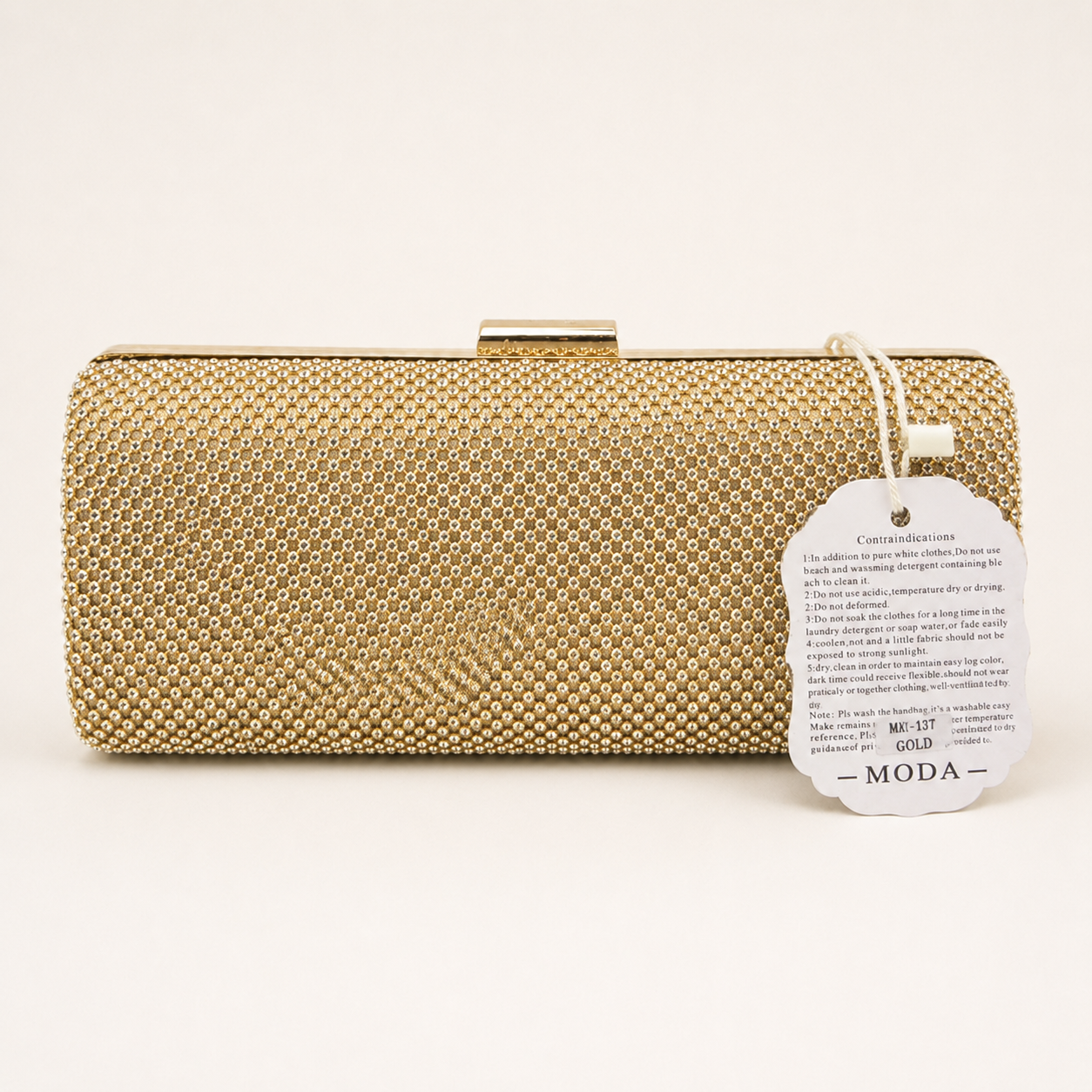 Luxury Crystal Rhinestone Evening Clutch Bag in Gold
