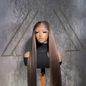 100% Human Hair Long Straight Preplucked Lace Wig