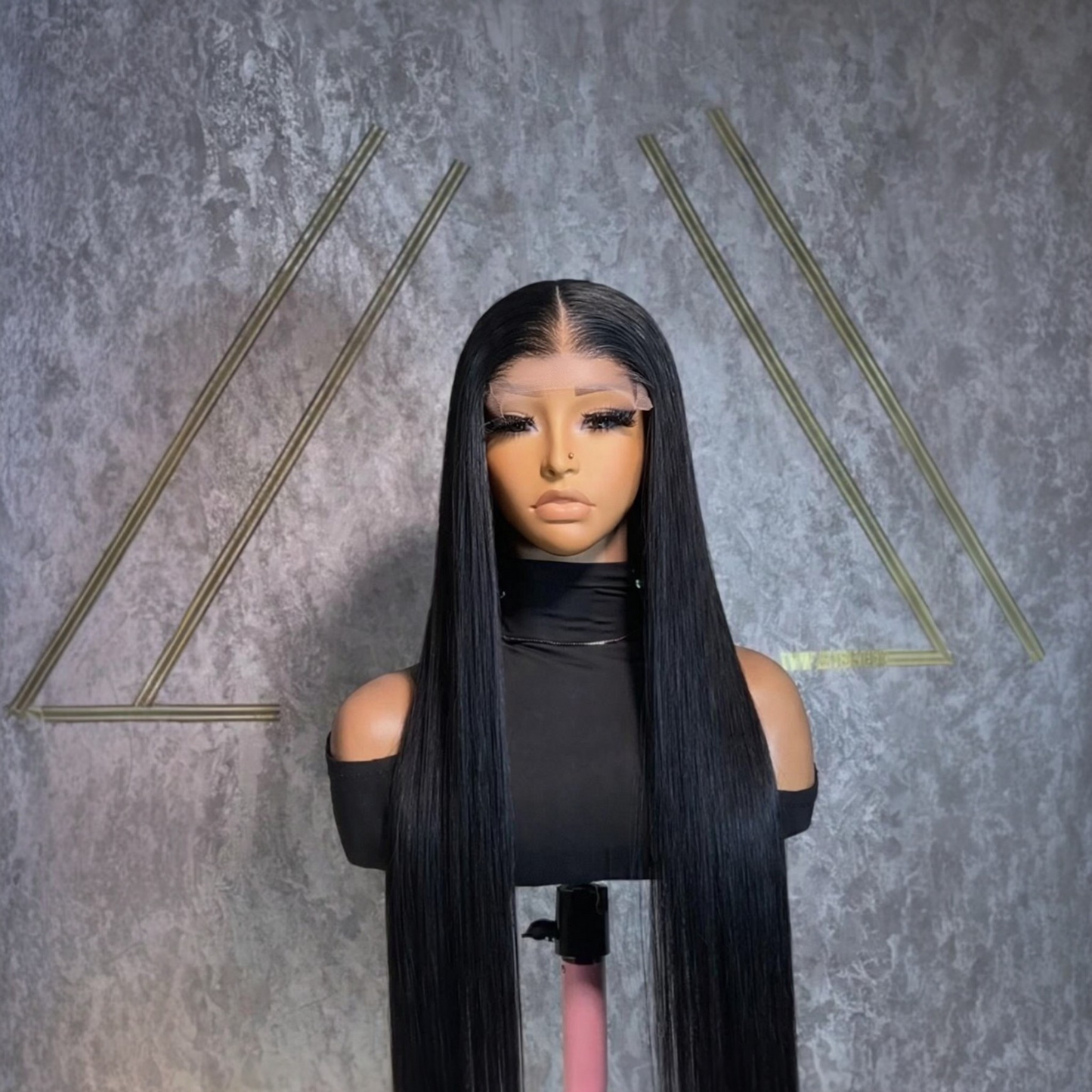 100% Human Hair Long Straight Preplucked Lace Wig